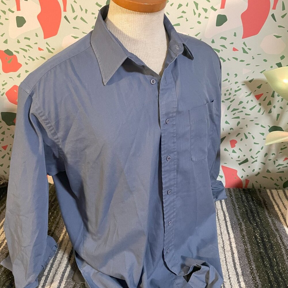 Sears Roebuck Single Needle Made in the USA Blue Dress Shirt - 16 1/2 34/35